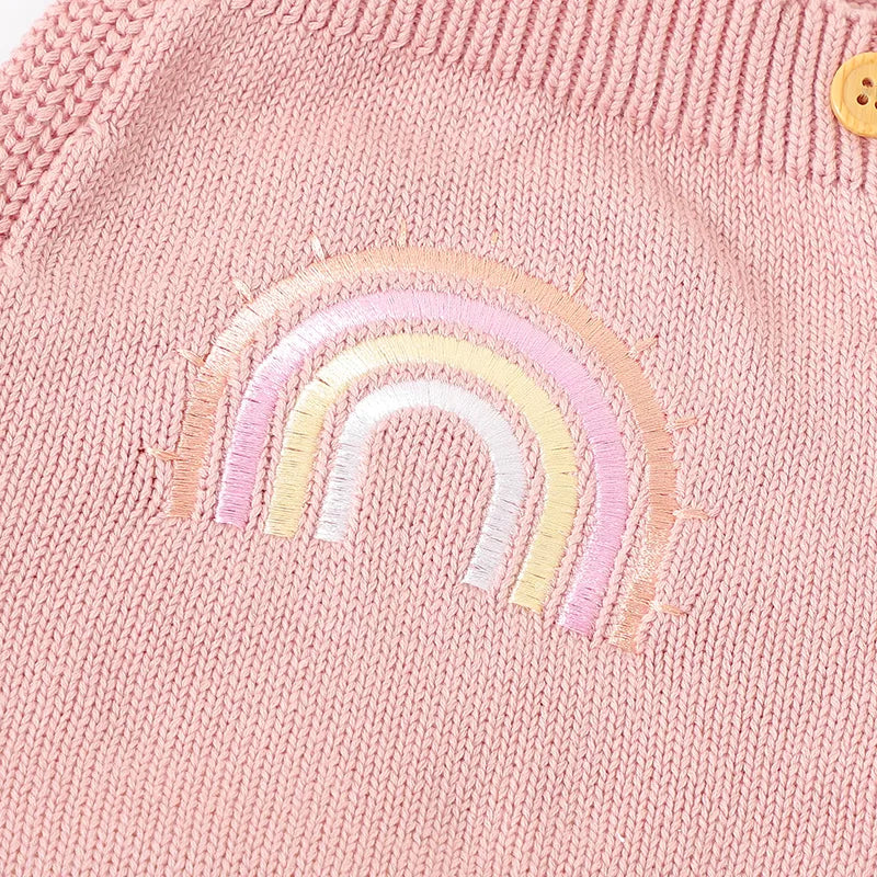 Macacão Bebê Tricô Arco-Íris — Jardineira Sem Manga