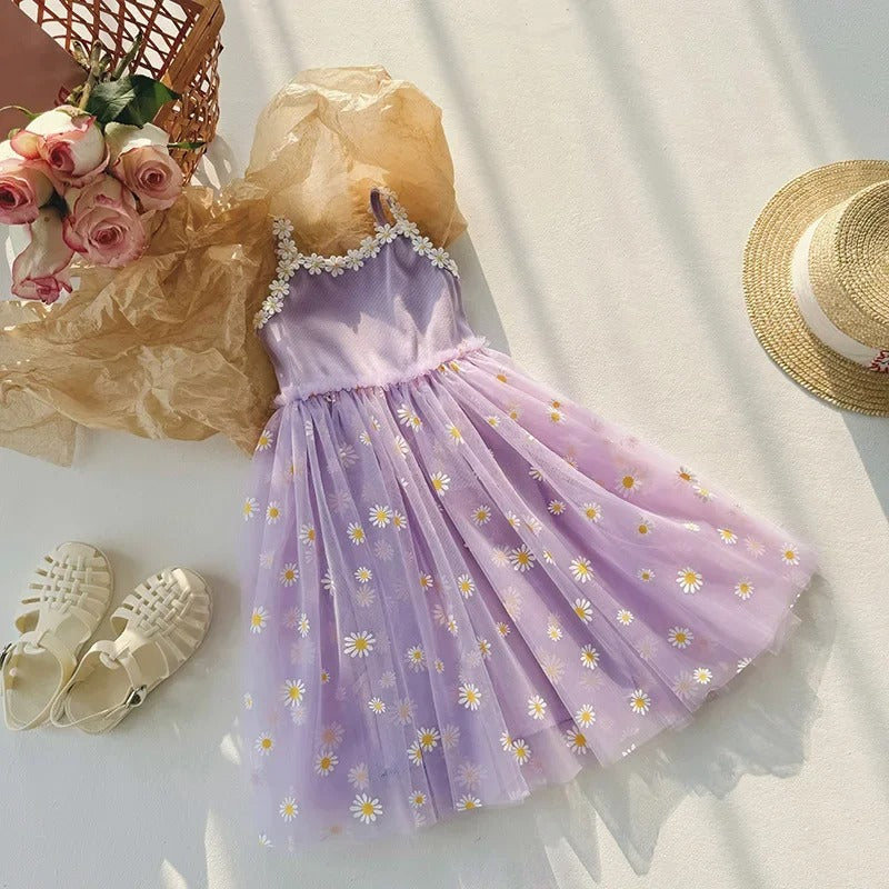 Vestido Infantil Floral em Tricô com Margaridas