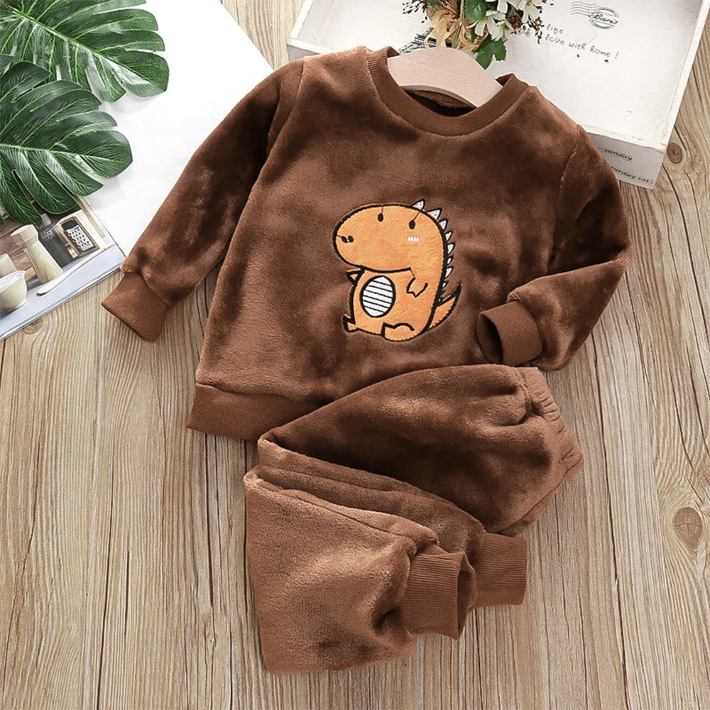 Conjunto Infantil Fleece Dinossauro — Moletom + Calça