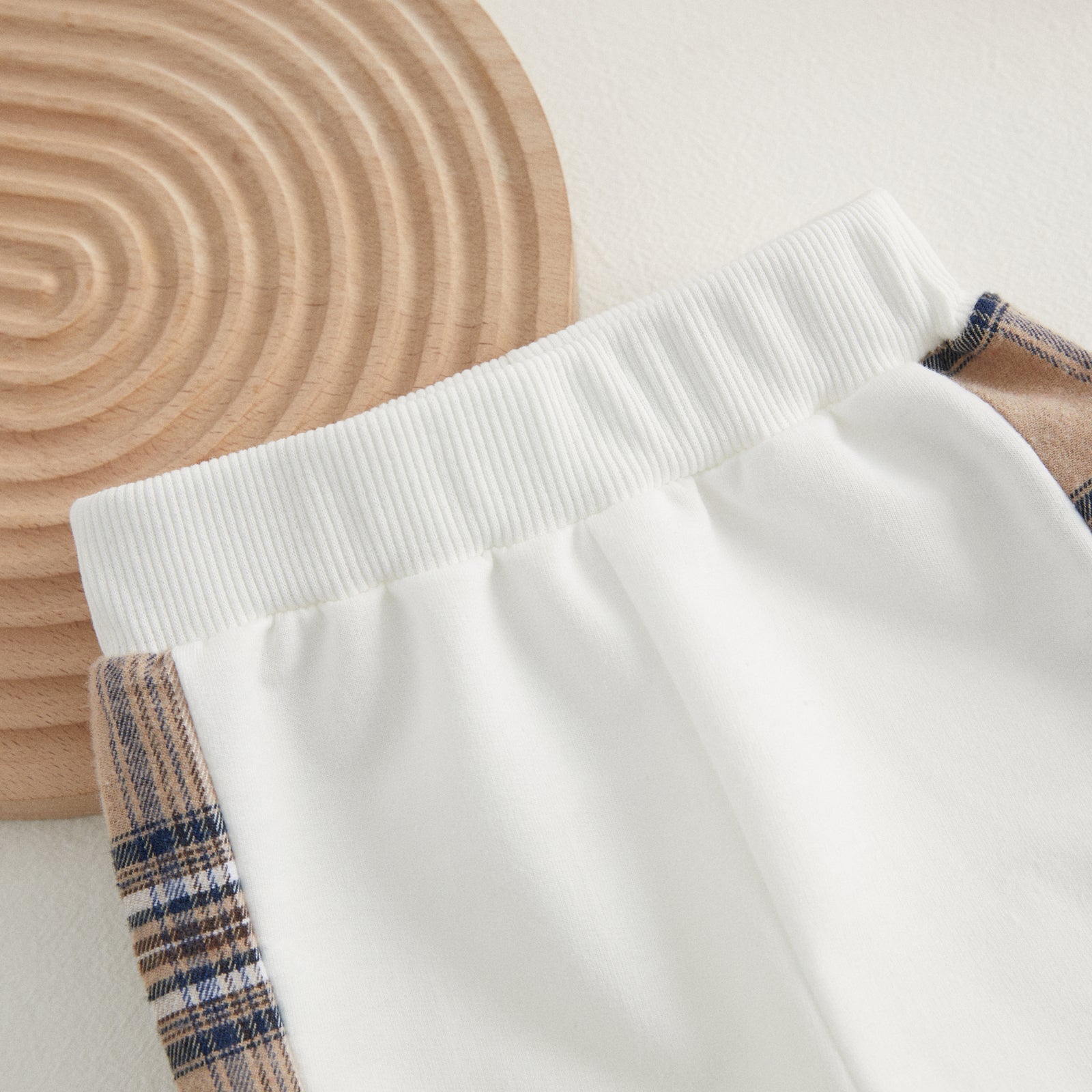 Conjunto Bebê Moletom Ursinho Xadrez — Blusa + Calça Off-White