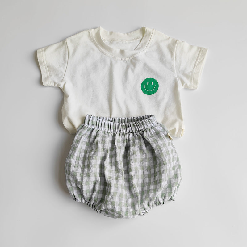 Conjunto Smile Xadrez — Camiseta Preta + Shorts Balloon