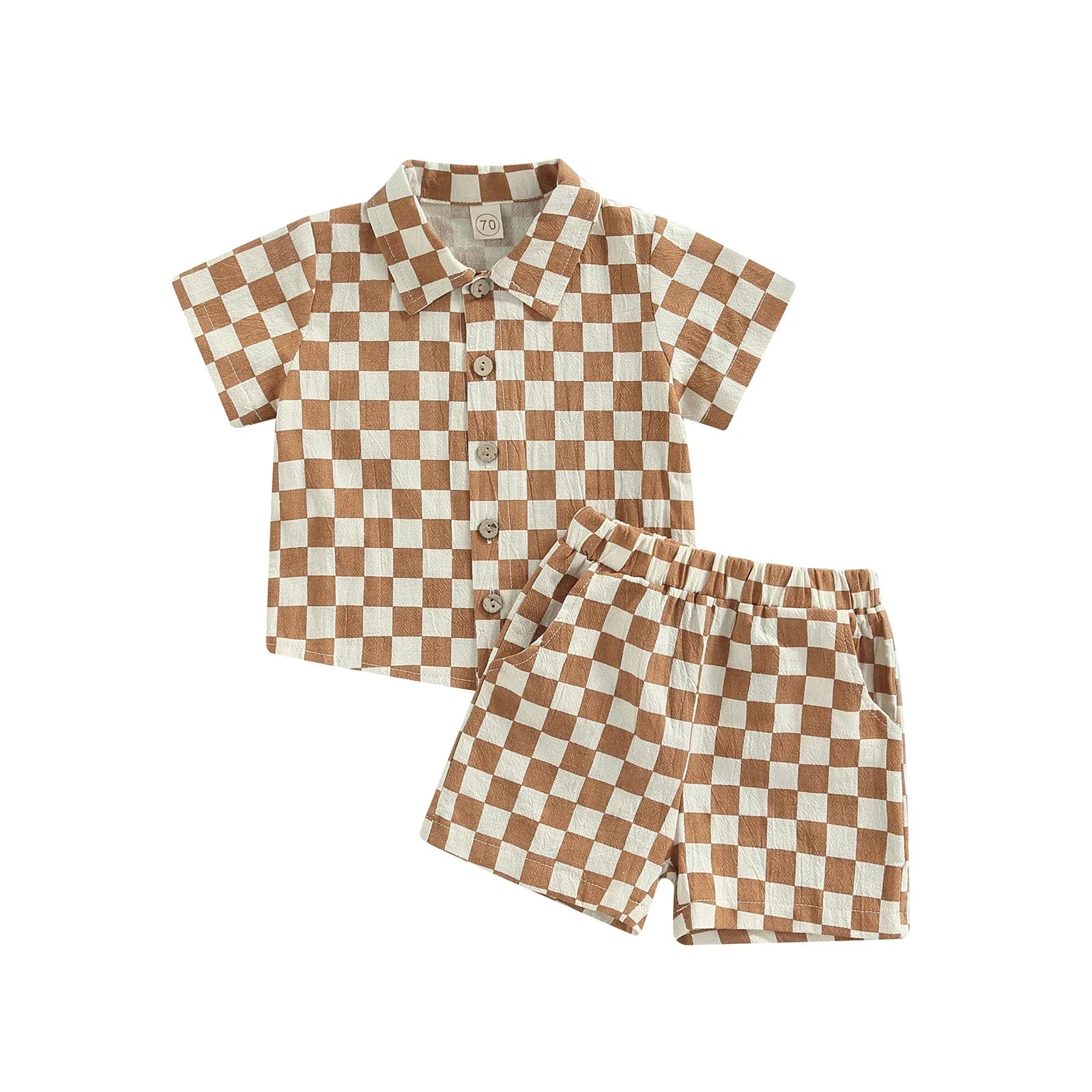 Conjunto Infantil Xadrez Retrô — Camisa + Shorts