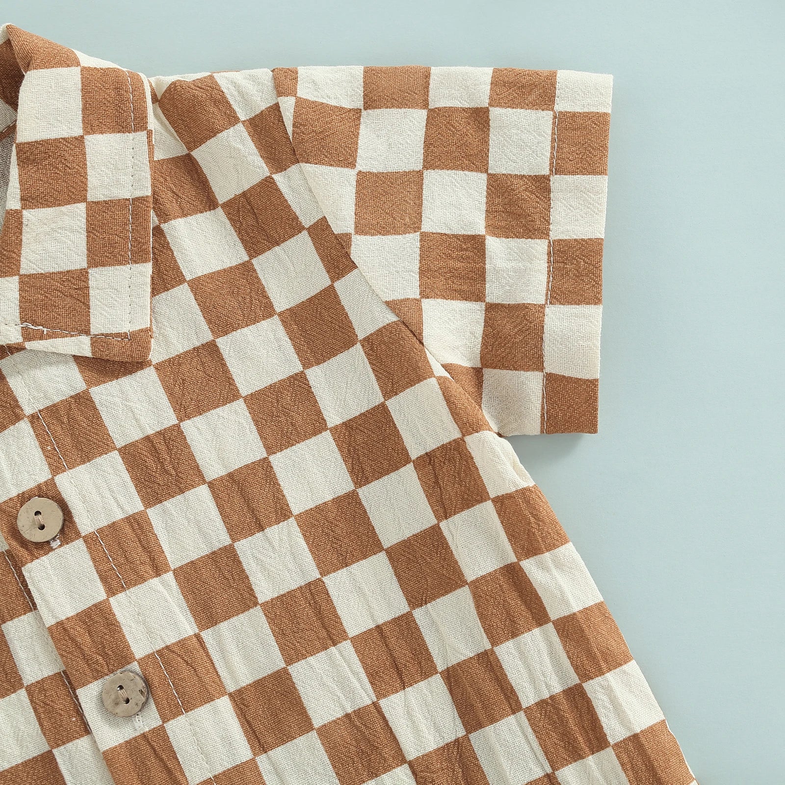 Conjunto Infantil Xadrez Retrô — Camisa + Shorts