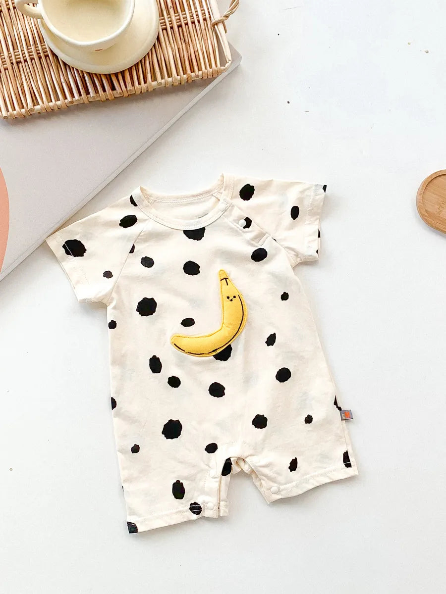 Macacão Curto Banana Poá — Off-White