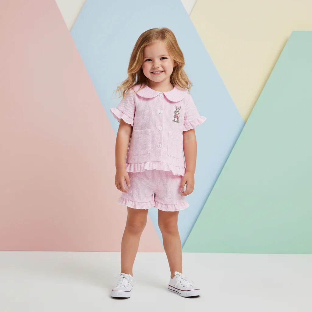Peter Rabbit Pink Ruffle & Blue Striped Cotton Pyjama Sets