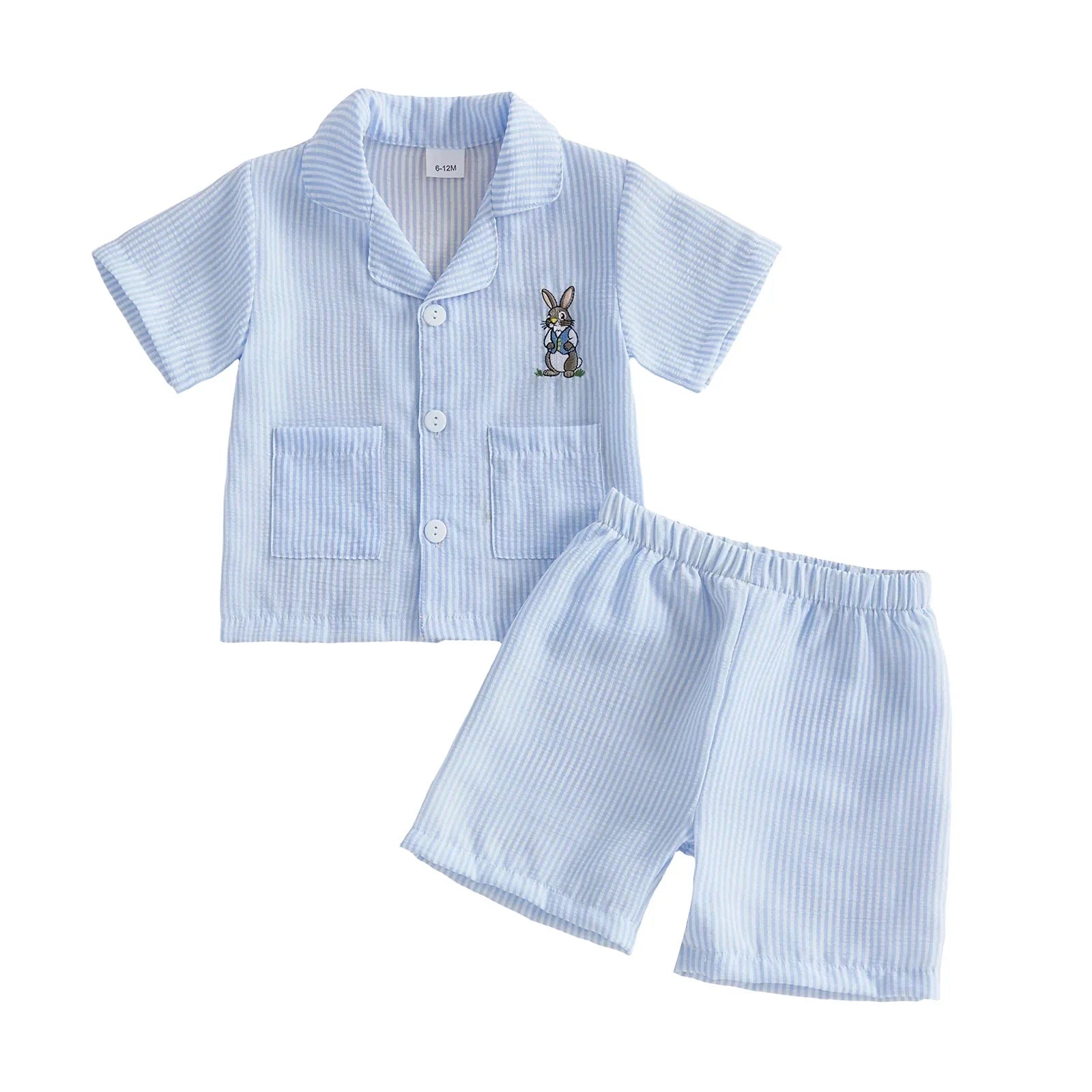 Peter Rabbit Pink Ruffle & Blue Striped Cotton Pyjama Sets