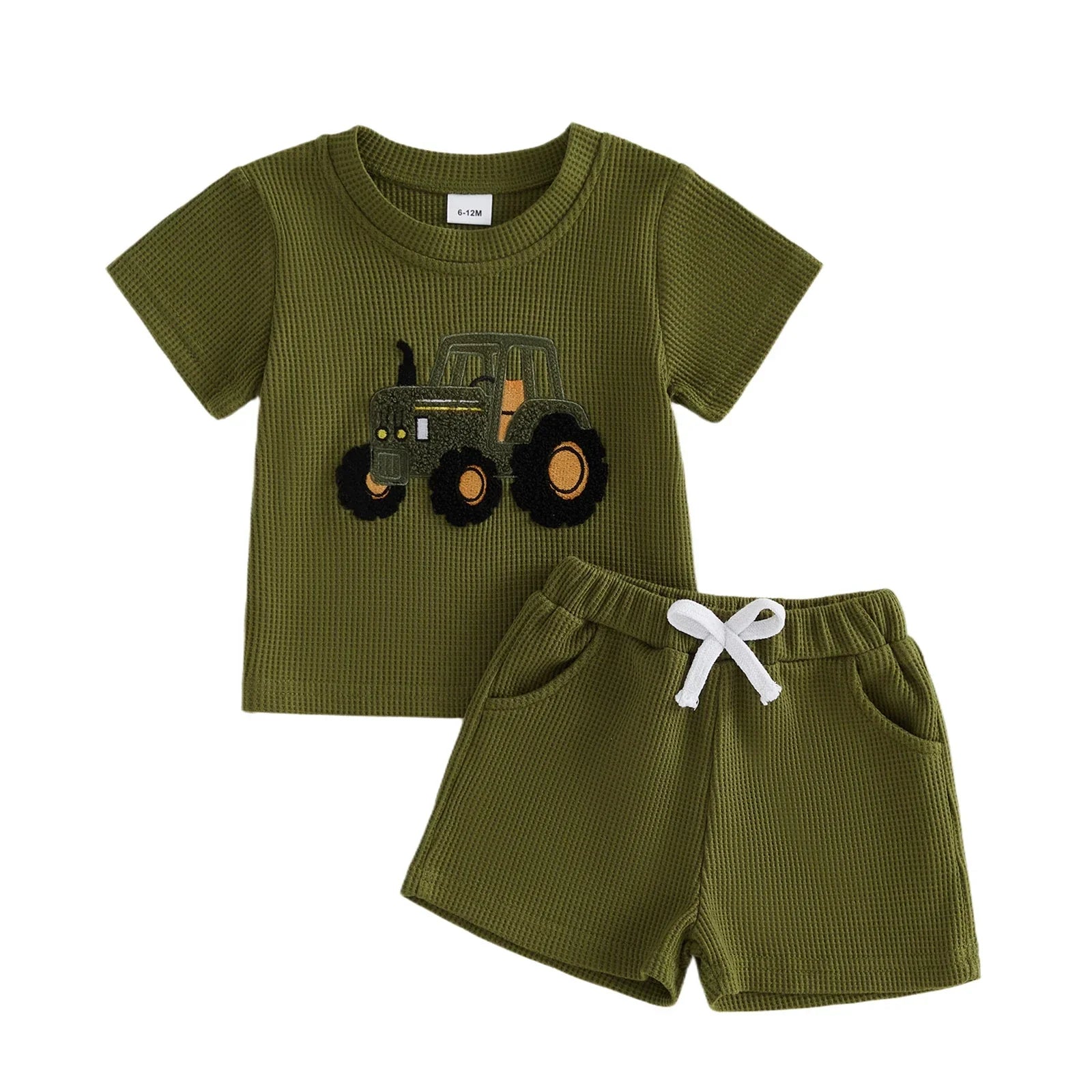 Conjunto Infantil Waffle Trator — Camiseta + Shorts