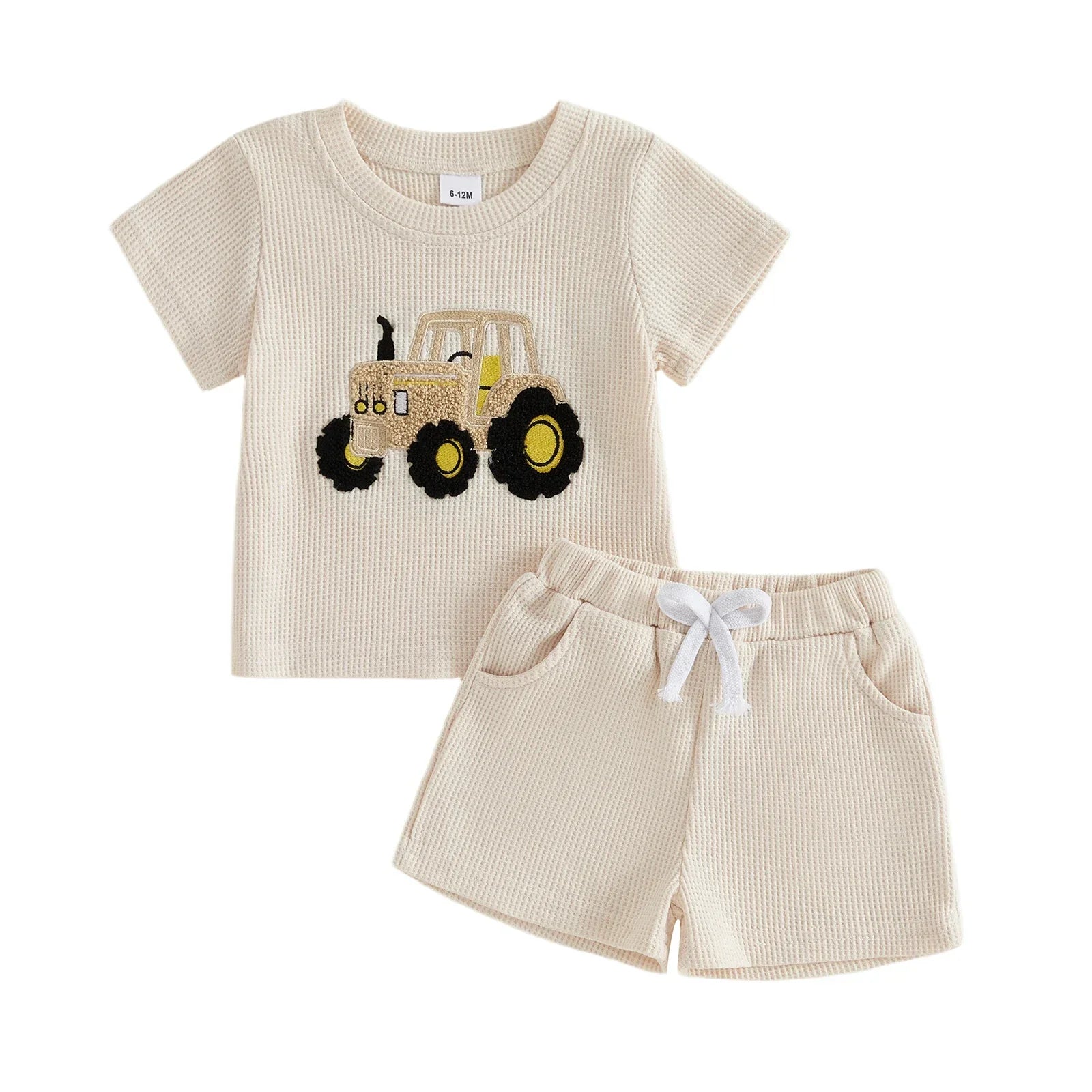 Conjunto Infantil Waffle Trator — Camiseta + Shorts
