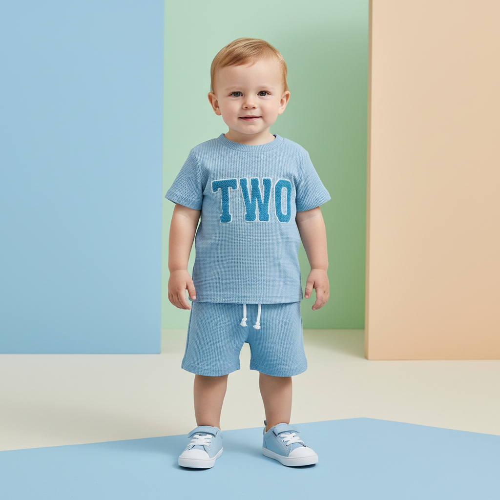 Conjunto Infantil Azul Clássico — Camisa + Bermuda
