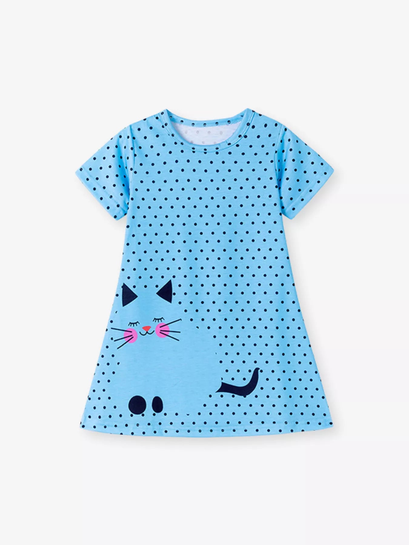 Vestido Infantil Cachorrinho Poá — Azul Royal