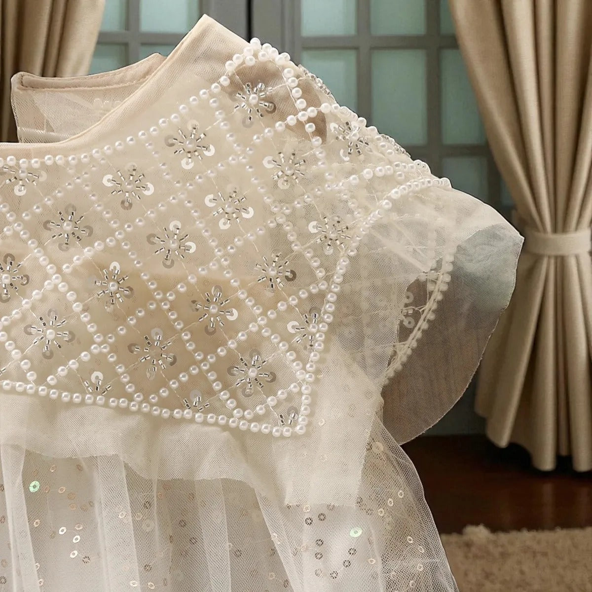 Vestido Infantil Luxo Tule Bordado com Brilho Festa Princesa