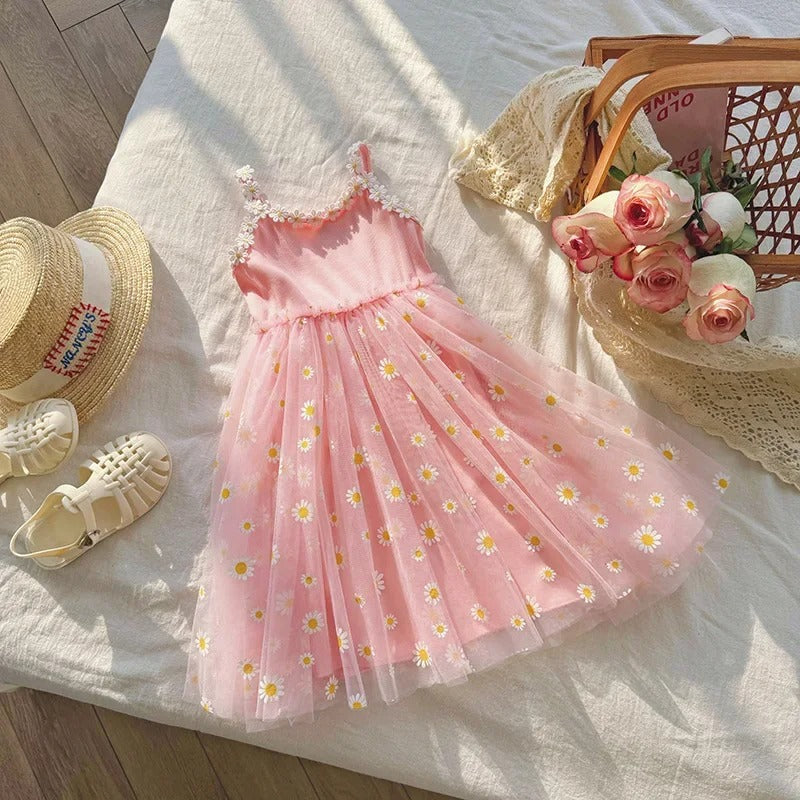 Vestido Infantil Floral em Tricô com Margaridas