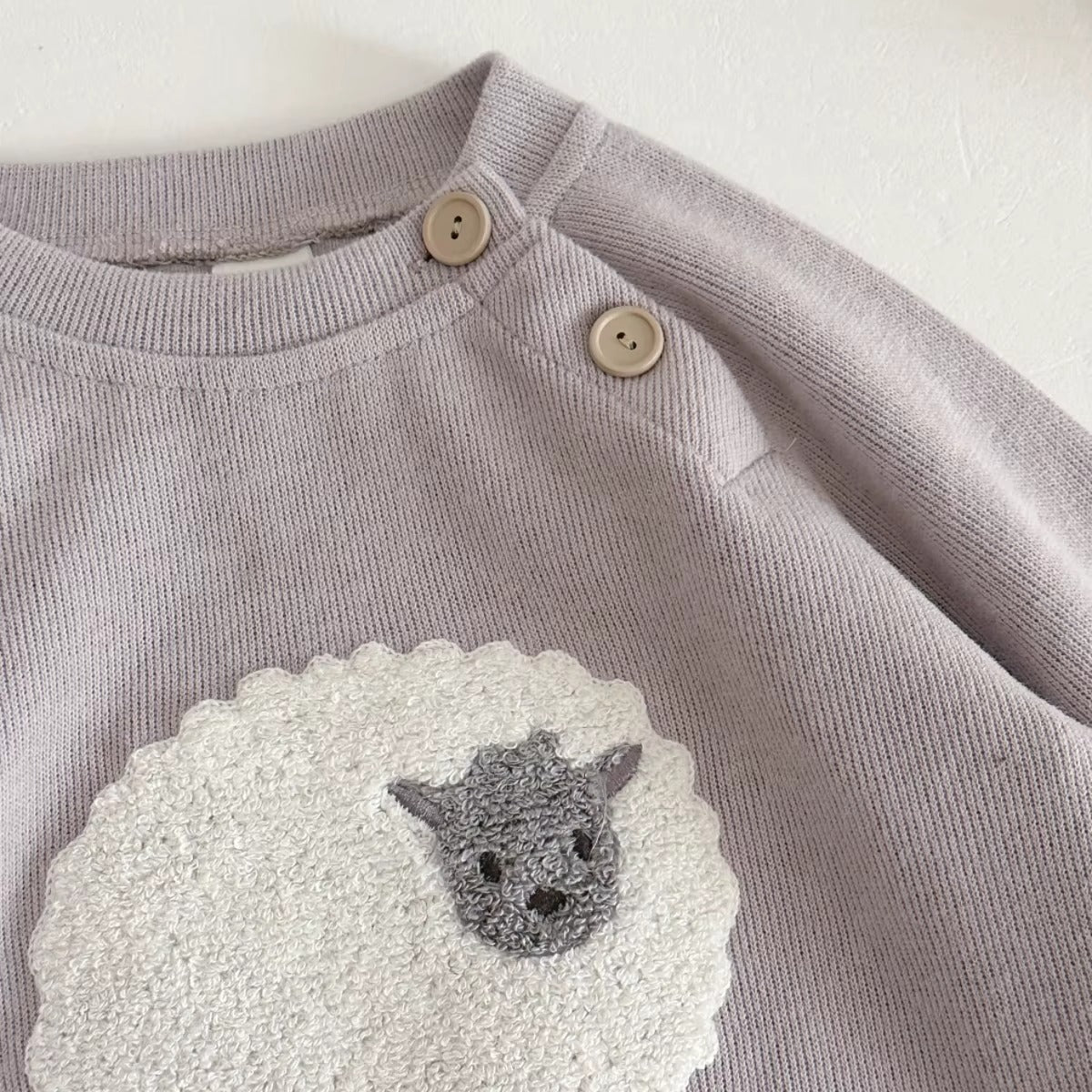 Conjunto Bebê Tricô Ovelha em Relevo — Cinza Claro