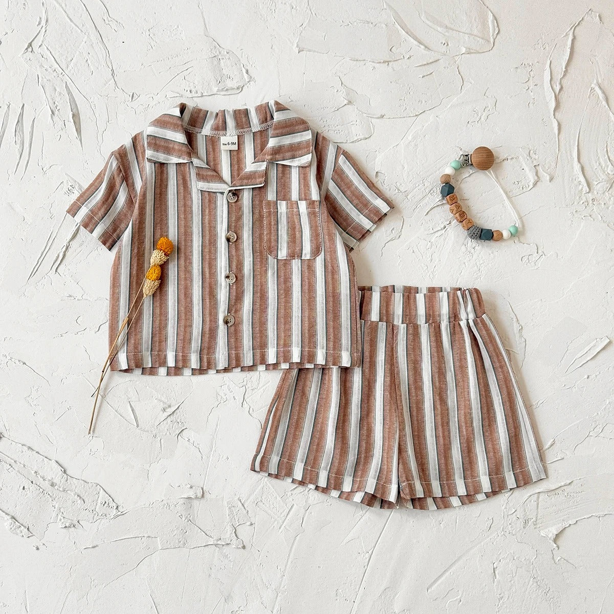 Conjunto Infantil — Camisa Social + Bermuda Listrada