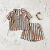 Conjunto Infantil — Camisa Social + Bermuda Listrada