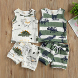 Conjunto Bebê Regata Dinossauros — Camiseta + Shorts