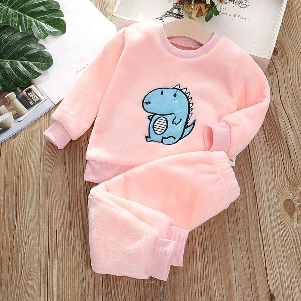 Conjunto Infantil Fleece Dinossauro — Moletom + Calça