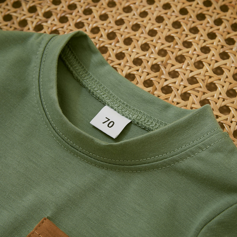 Conjunt Block Verde e Caramelo — Camiseta + Shorts