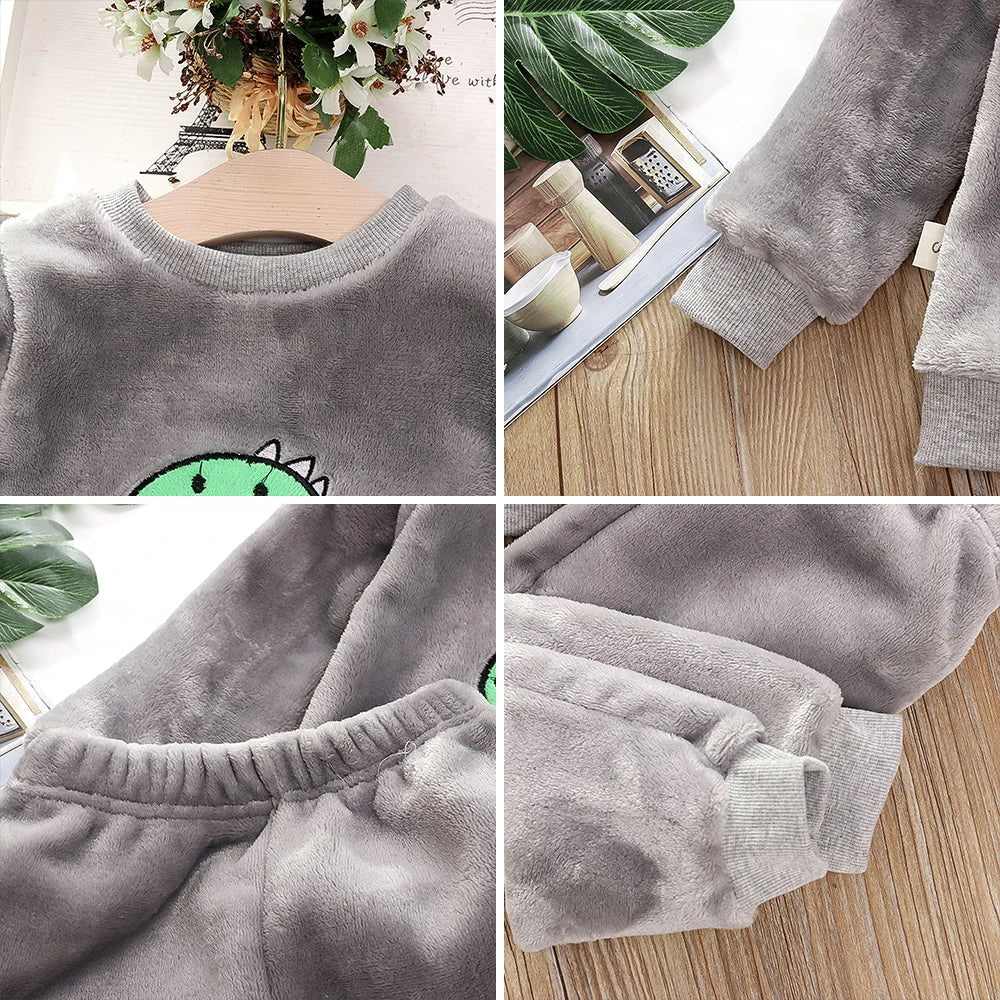 Conjunto Infantil Fleece Dinossauro — Moletom + Calça