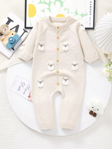 Macacão Bebê Tricô Ovelhinhas — Off-White