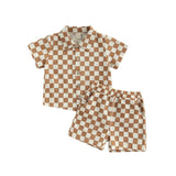 Conjunto Infantil Xadrez Retrô — Camisa + Shorts