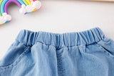 Conjunto Infantil Girafa — Camiseta Estampada + Bermuda Jeans