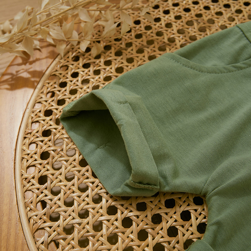 Conjunt Block Verde e Caramelo — Camiseta + Shorts
