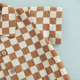 Conjunto Infantil Xadrez Retrô — Camisa + Shorts