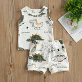Conjunto Bebê Regata Dinossauros — Camiseta + Shorts