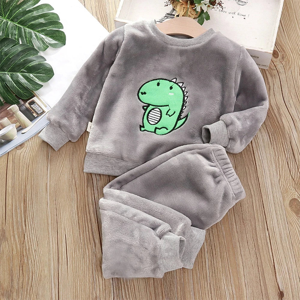 Conjunto Infantil Fleece Dinossauro — Moletom + Calça