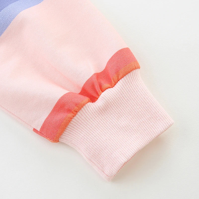 Vestido Infantil Jeans com Manga Arco-Íris — Azul