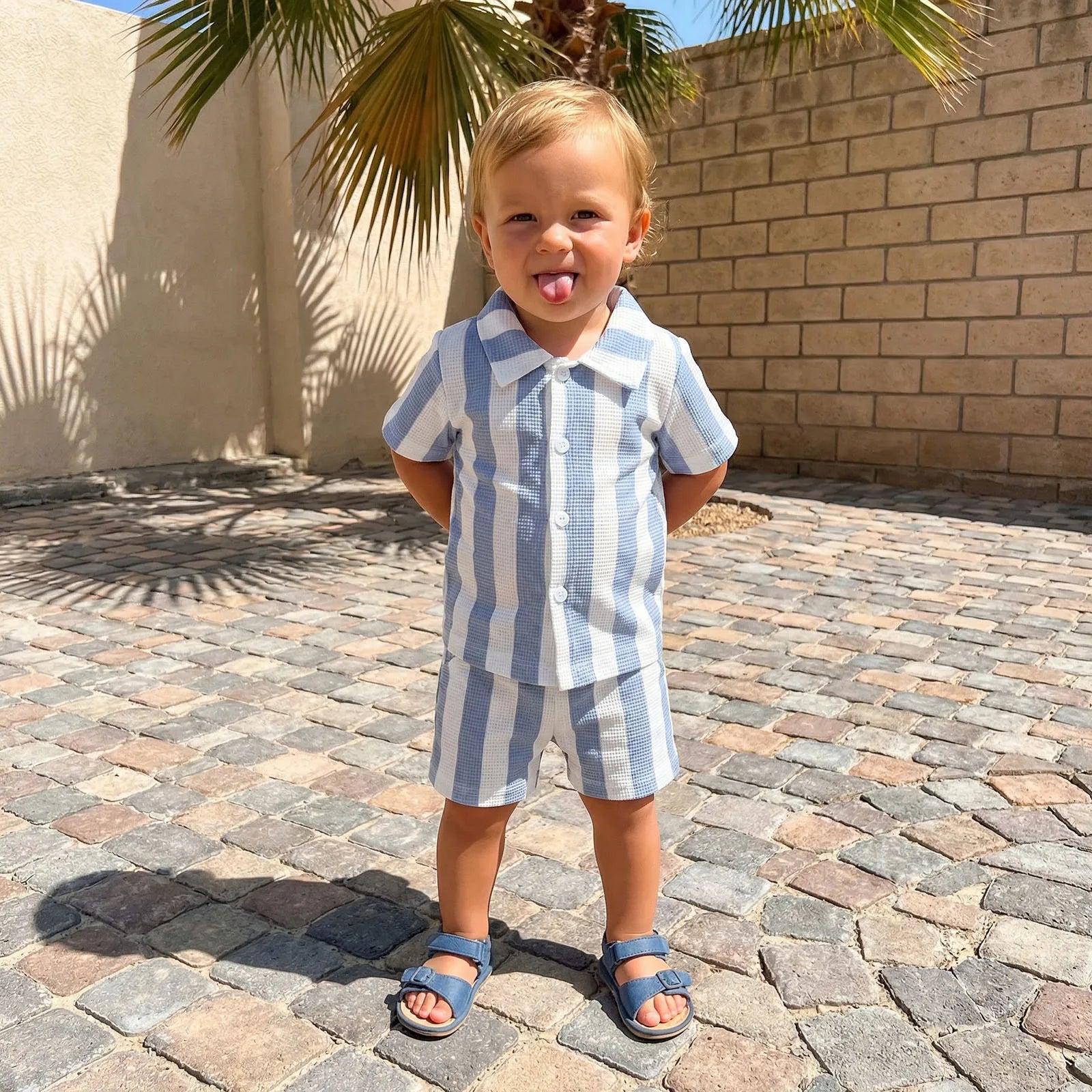 Conjunto Infantil Camisa Listrada Riviera — Camisa + Shorts