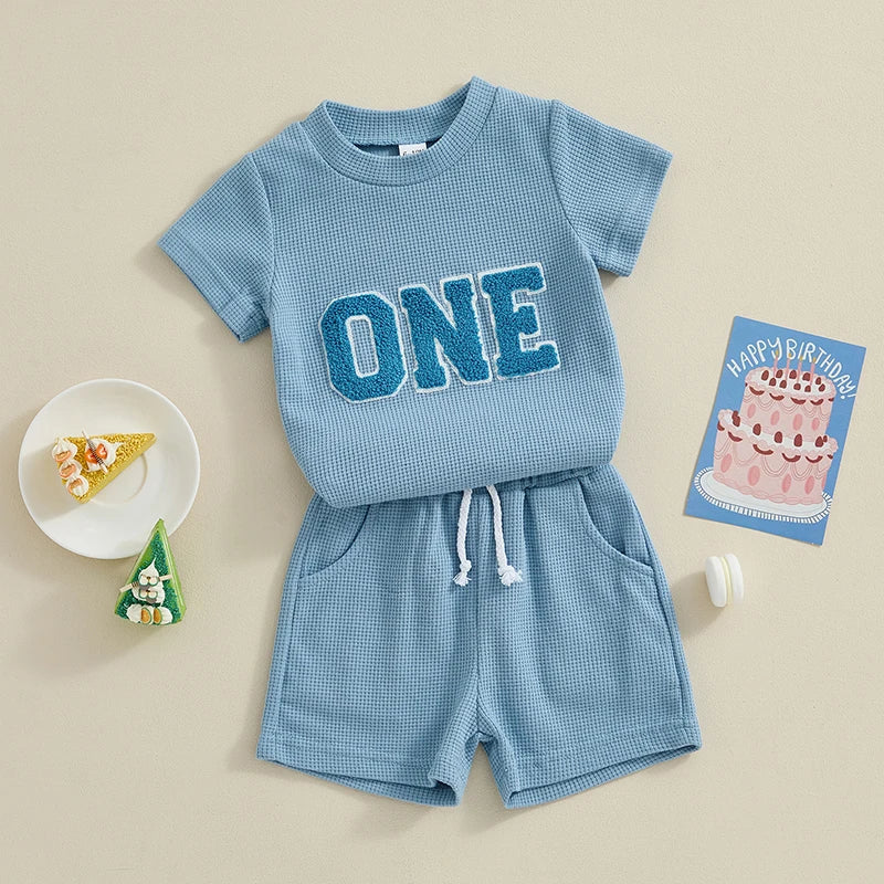 Conjunto Infantil Azul Clássico — Camisa + Bermuda