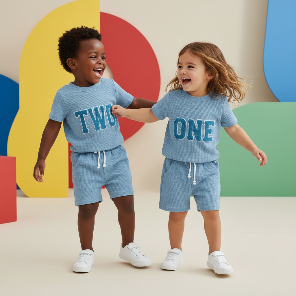 Conjunto Infantil Azul Clássico — Camisa + Bermuda