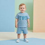 Conjunto Infantil Azul Clássico — Camisa + Bermuda