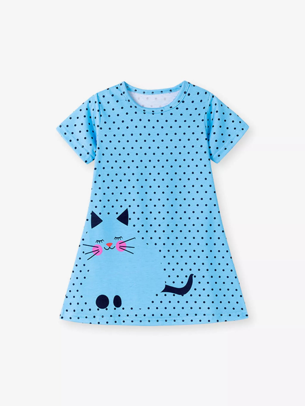 Vestido Infantil Cachorrinho Poá — Azul Royal