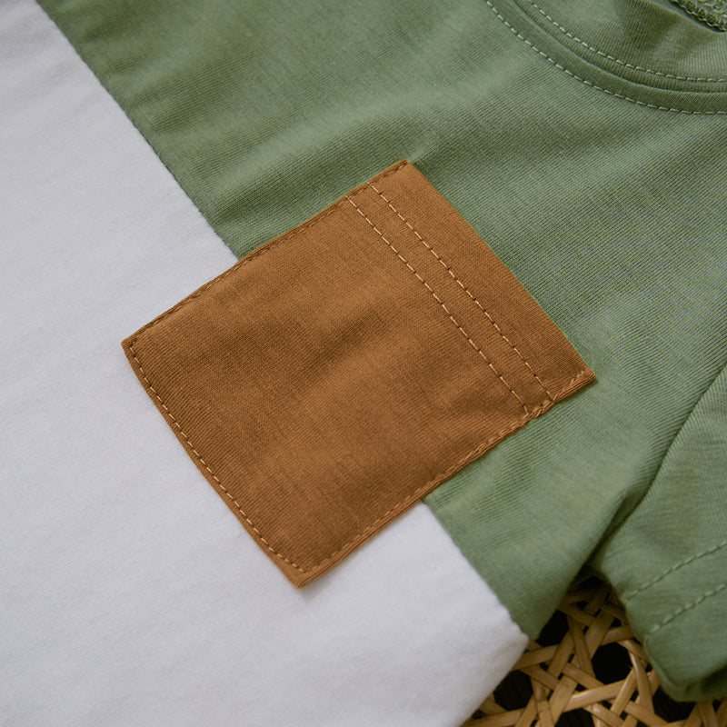 Conjunt Block Verde e Caramelo — Camiseta + Shorts