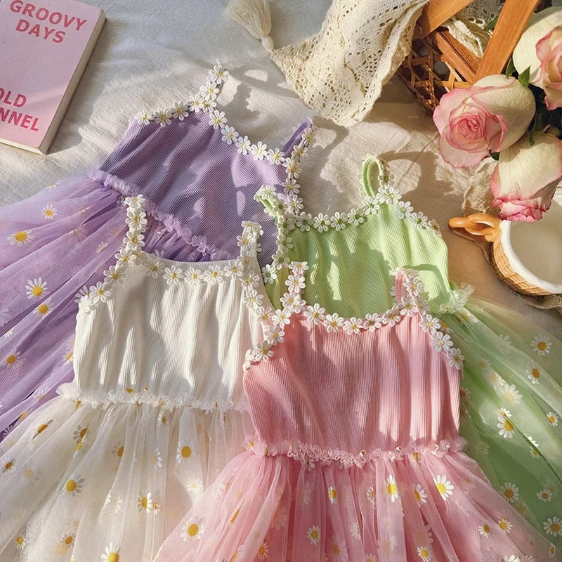 Vestido Infantil Floral em Tricô com Margaridas