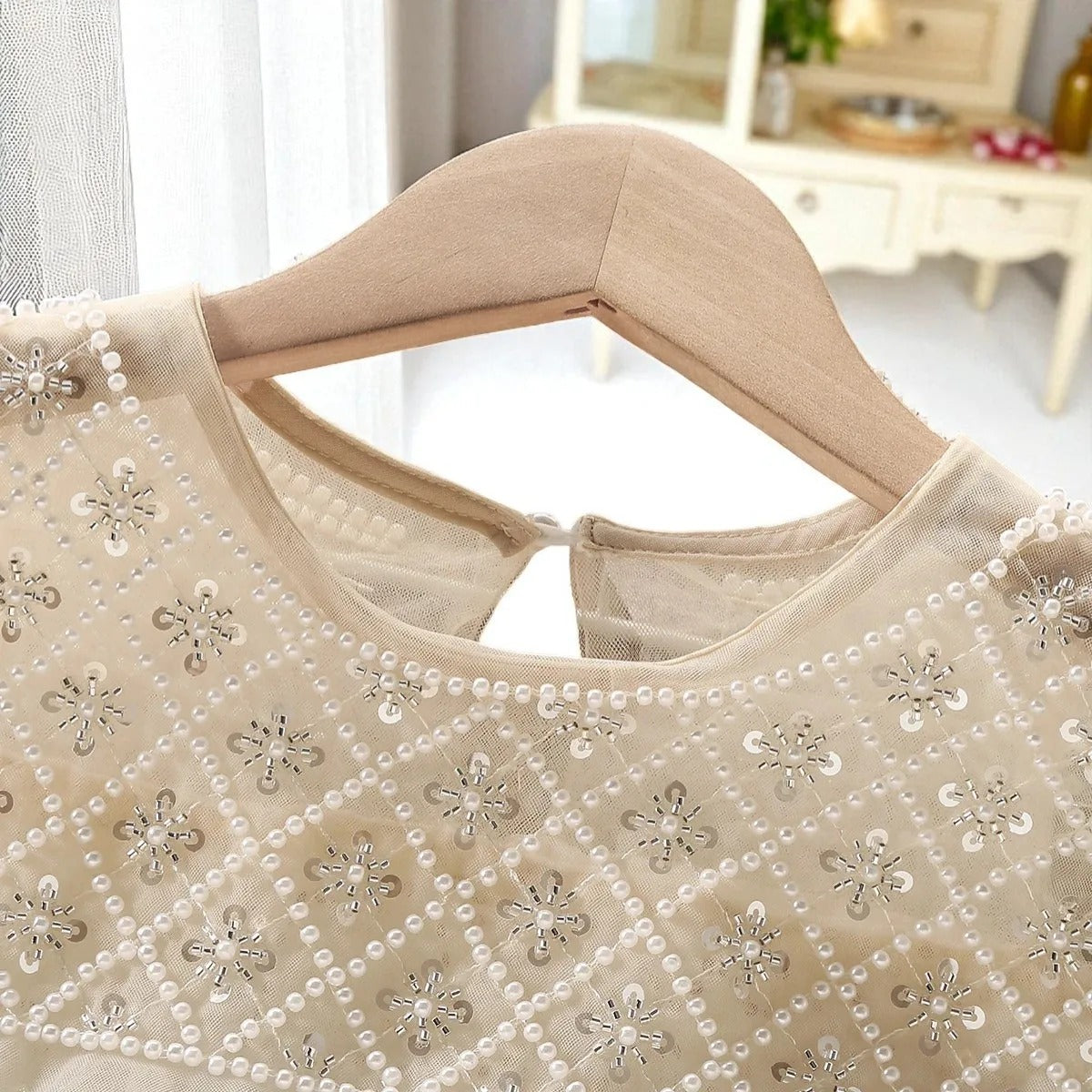 Vestido Infantil Luxo Tule Bordado com Brilho Festa Princesa