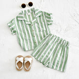 Conjunto Infantil — Camisa Social + Bermuda Listrada