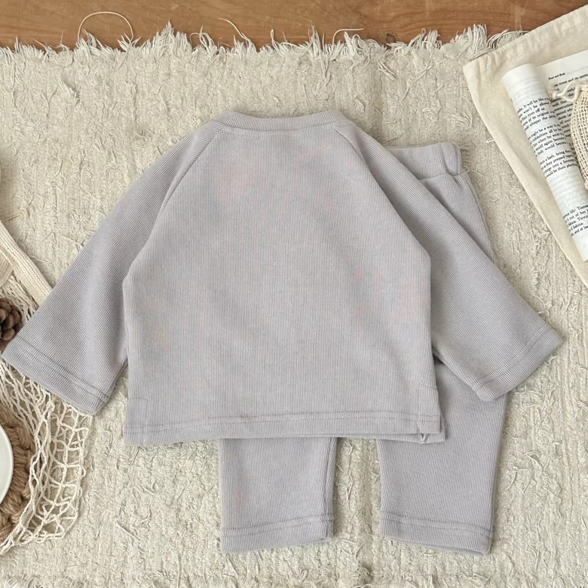 Conjunto Bebê Tricô Ovelha em Relevo — Cinza Claro