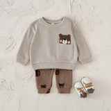 Conjunto Bebê Malha Ursinho no Bolso — Bege
